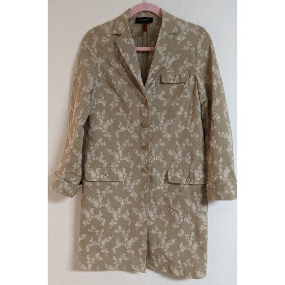 Piazza Sempione Jackets & Blazers - Piazza Sempione Duster Length Embroidered Floral/Paisley Cotton Blend Coat 44/8